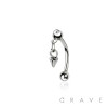 SPIKE DANGLE CZ ROUND 316L SURGICAL STEEL CURVED BARBELL/EYEBROW